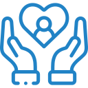 help hands around heart with a person